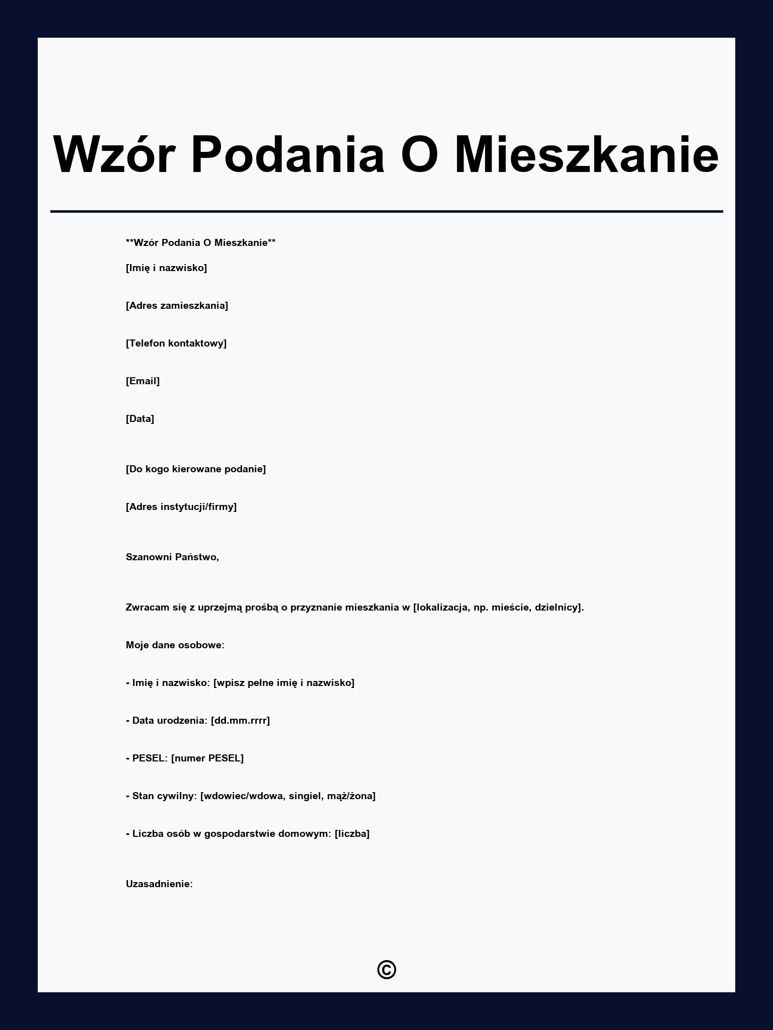 Wzór Podania O Mieszkanie