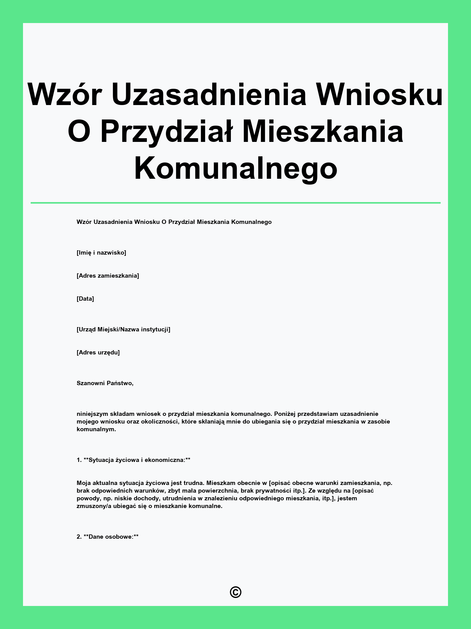 Wzór Uzasadnienia Wniosku O Przydział Mieszkania Komunalnego