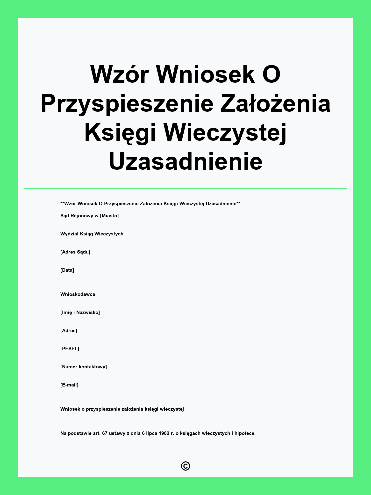 Wzór Wniosek O Przyspieszenie Założenia Księgi Wieczystej Uzasadnienie