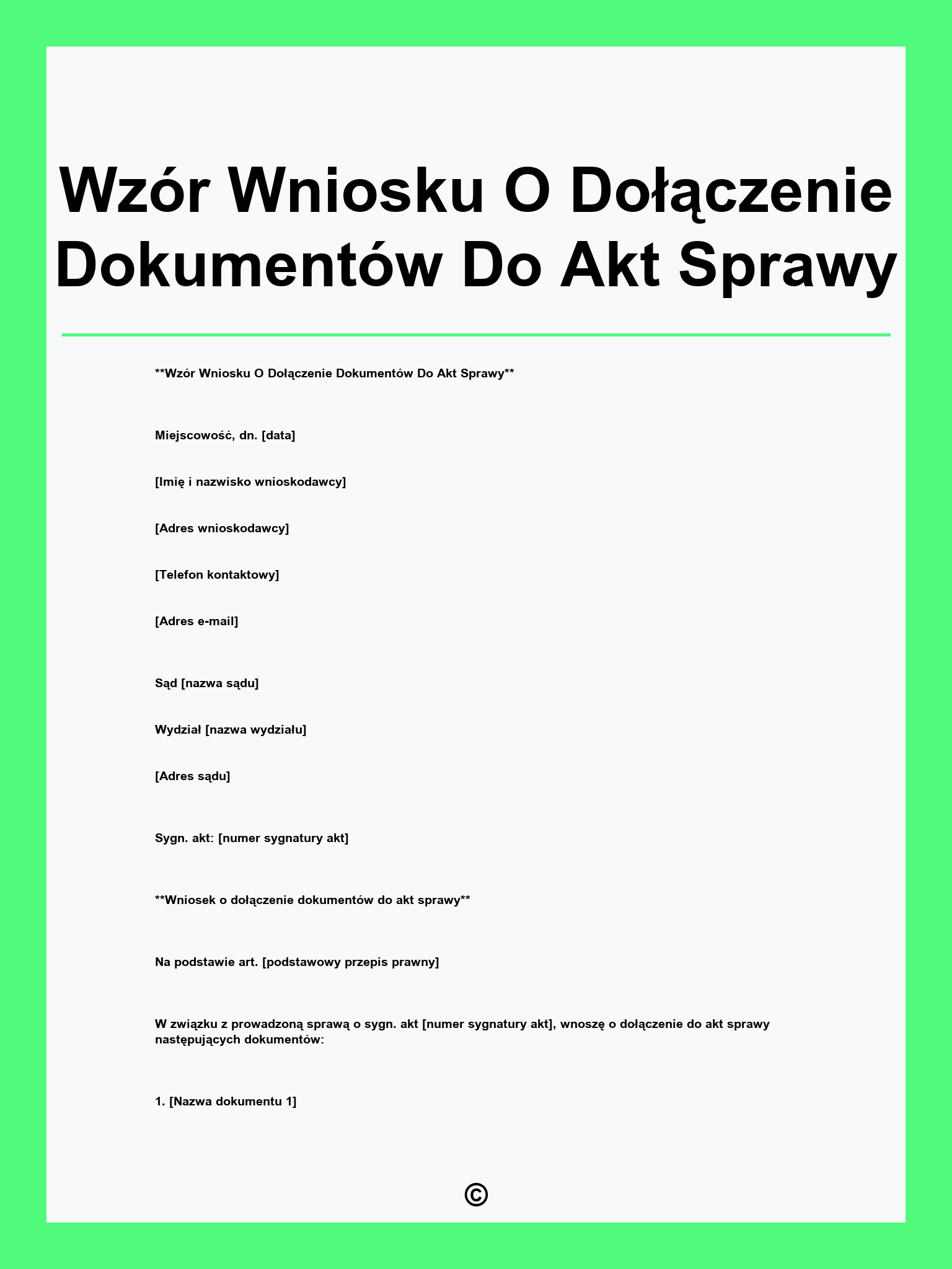 Wzór Wniosku O Dołączenie Dokumentów Do Akt Sprawy