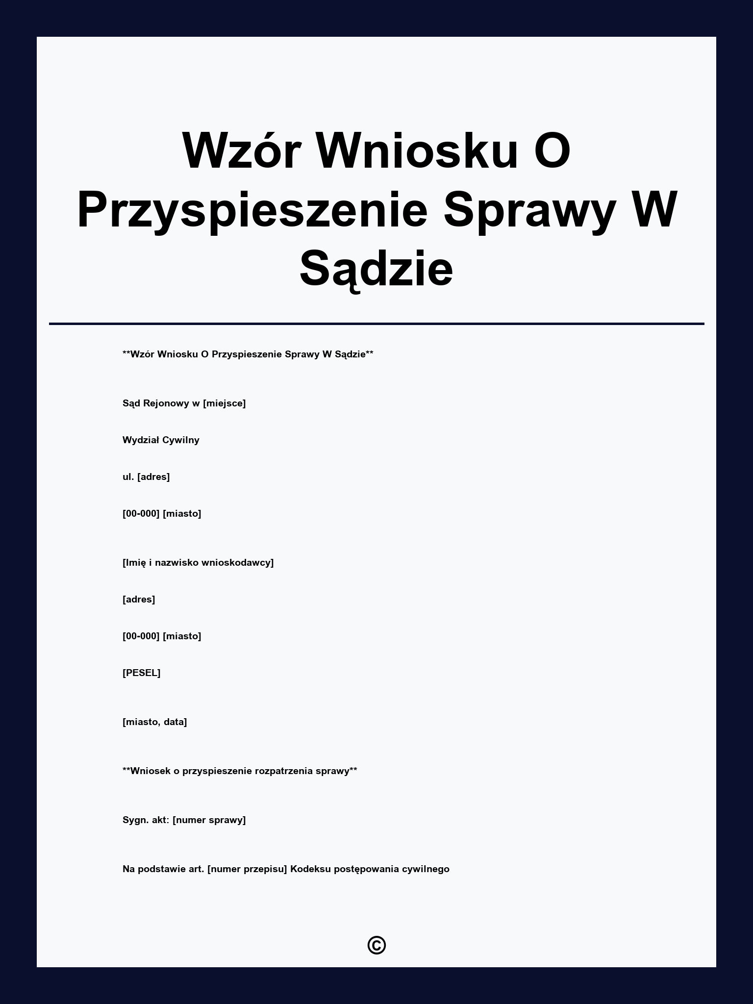 Wzór Wniosku O Przyspieszenie Sprawy W Sądzie