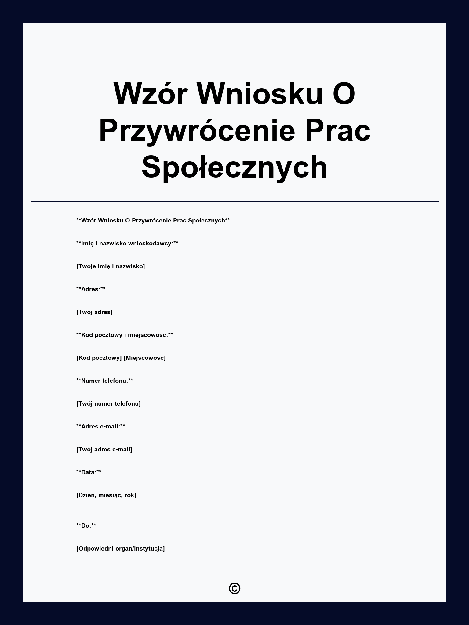 Wzór Wniosku O Przywrócenie Prac Społecznych