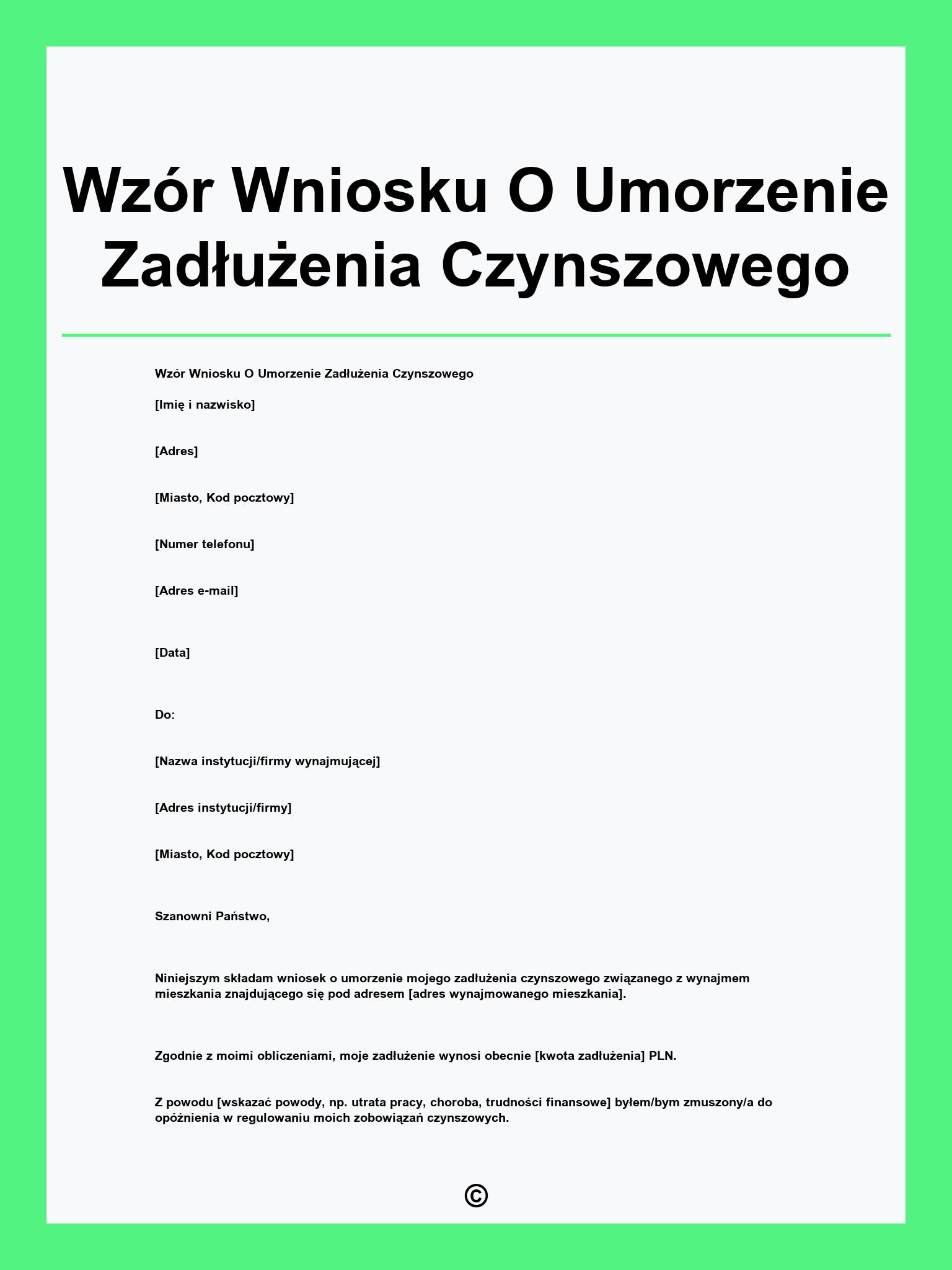 Wzór Wniosku O Umorzenie Zadłużenia Czynszowego